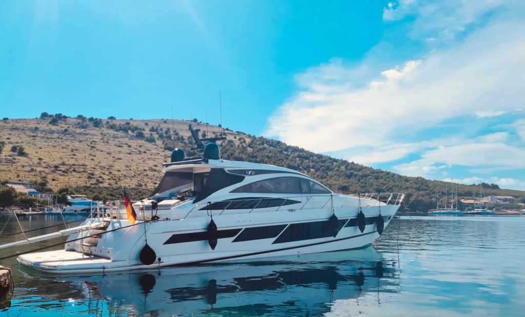 Princess V70 at anchor in the Šibenik archipelago