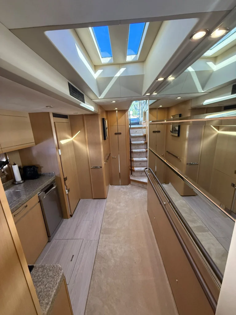 Lower-deck lobby and galley with skylights